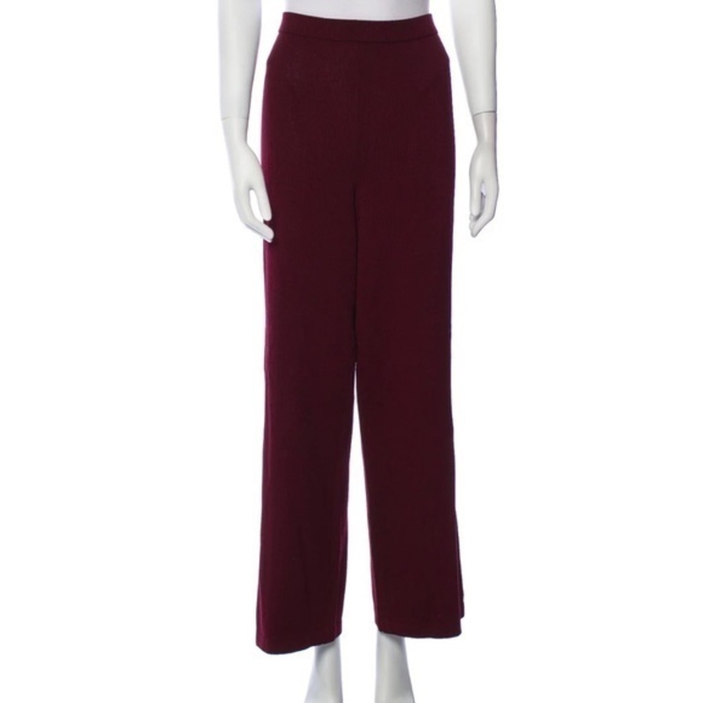 St John Collection Bordeaux burgundy wide leg knit pants size 8